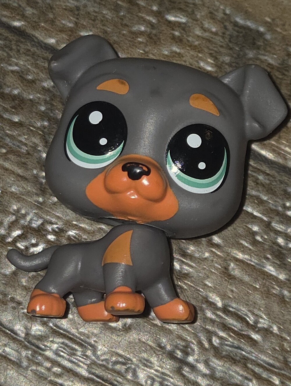 Rottweiler Short Tail Littlest Pet Shop Hasbro Dark Brown Dog Figure lps
